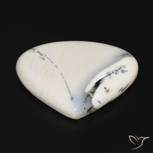 Dendritic Agate Gemstone in 39.3 x 35.1 mm Size for Sale, Dendritic Agate Stone in White with Black Color