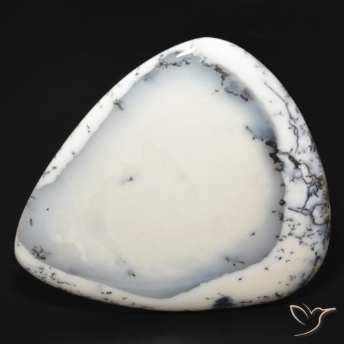 210.16ct Natural White with Black Dendritic Agate, Pear Shape, Opaque