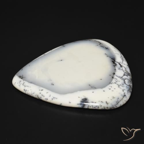 Dendritic Agate Gemstone in 67.3 x 61.5 mm Size for Sale, Dendritic Agate Stone in White with Black Color