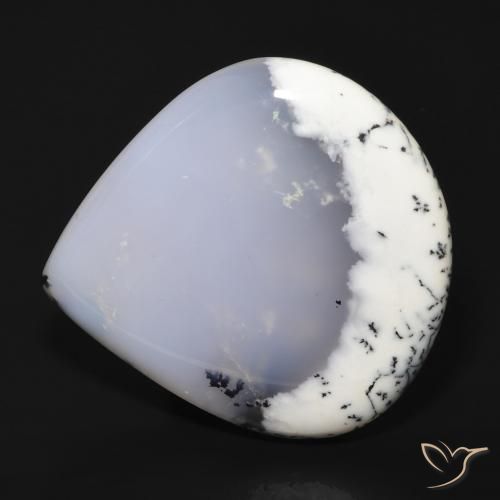 62.65ct Natural White with Black Dendritic Agate, Pear Shape, Translucent