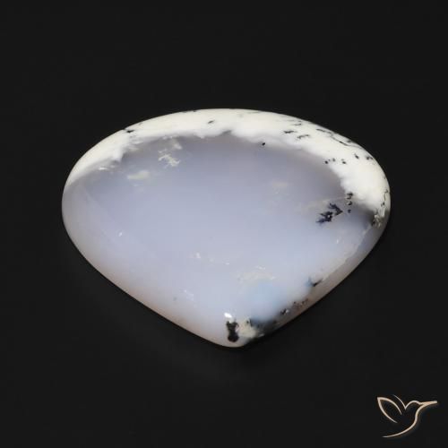 Dendritic Agate Gemstone in 36.8 x 34.5 mm Size for Sale, Dendritic Agate Stone in White with Black Color