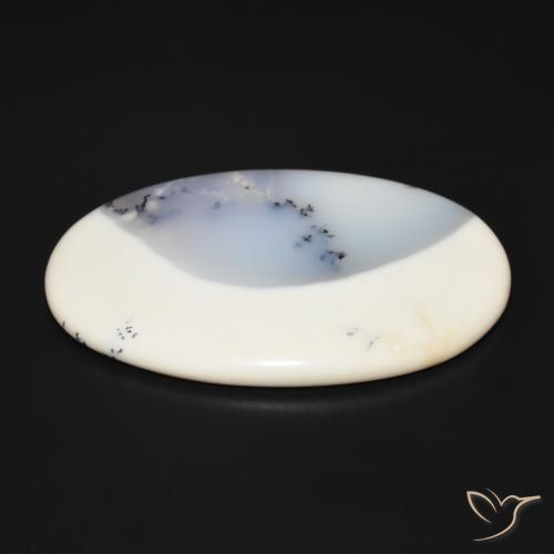 Dendritic Agate Gemstone in 62.4 x 41.6 mm Size for Sale, Dendritic Agate Stone in White with Black Color