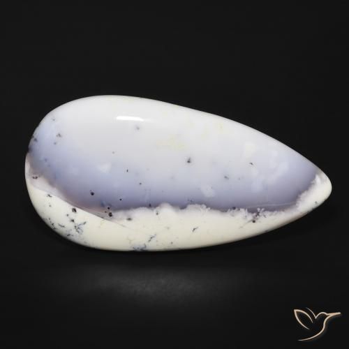 43.66 ct White Dendritic Agate Stone, Natural Dendritic Agate in Pear Cabochon Shape for Sale