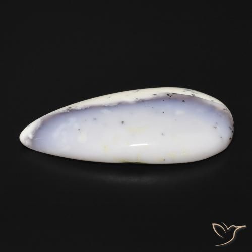 Dendritic Agate Gemstone in 43.3 x 22.2 mm Size for Sale, Dendritic Agate Stone in White with Black Color