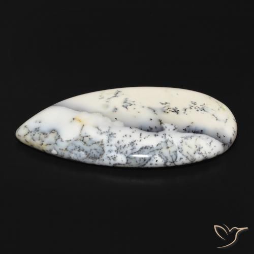 Dendritic Agate Gemstone in 48.5 x 24.9 mm Size for Sale, Dendritic Agate Stone in White with Black Color