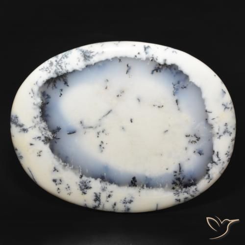 215.8 ct Oval Dendritic Agate, 71.8 x 57.7 mm From India, Photo A