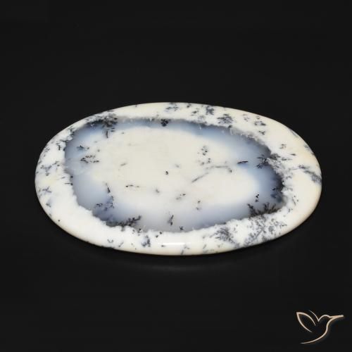 Dendritic Agate Gemstone in 71.8 x 57.7 mm Size for Sale, Dendritic Agate Stone in White with Black Color