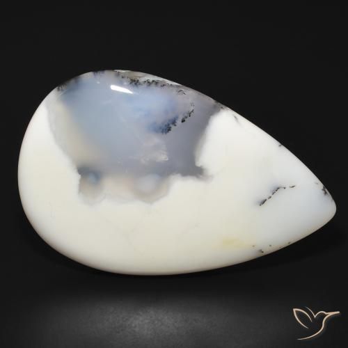 66.1 ct Pear Dendritic Agate, 47.4 x 31.3 mm From India, Photo A