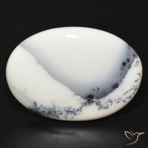 83.43ct Natural White with Black Dendritic Agate, Oval, Opaque