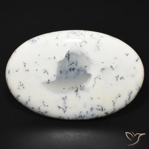 88.08ct Natural White with Black Dendritic Agate, Oval, Opaque
