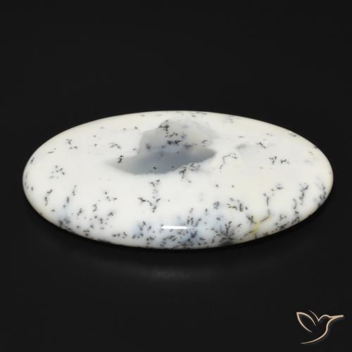 Dendritic Agate Gemstone in 51 x 33.8 mm Size for Sale, Dendritic Agate Stone in White with Black Color