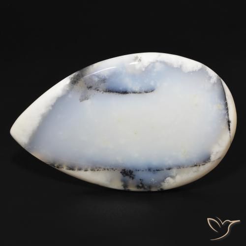195.9 ct Pear Dendritic Agate, 74 x 48.1 mm From India, Photo A