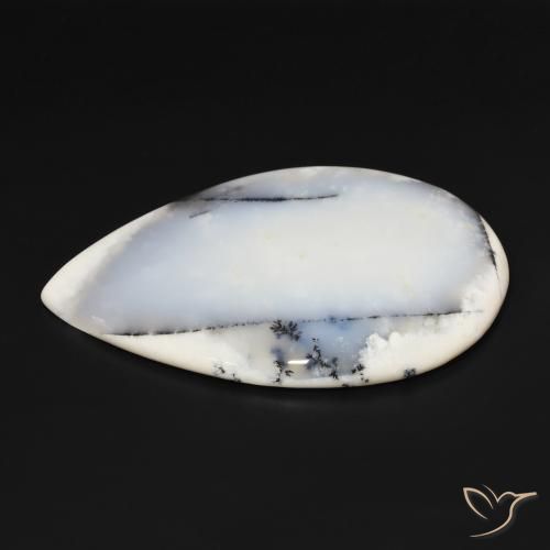 Dendritic Agate Gemstone in 74 x 48.1 mm Size for Sale, Dendritic Agate Stone in White with Black Color