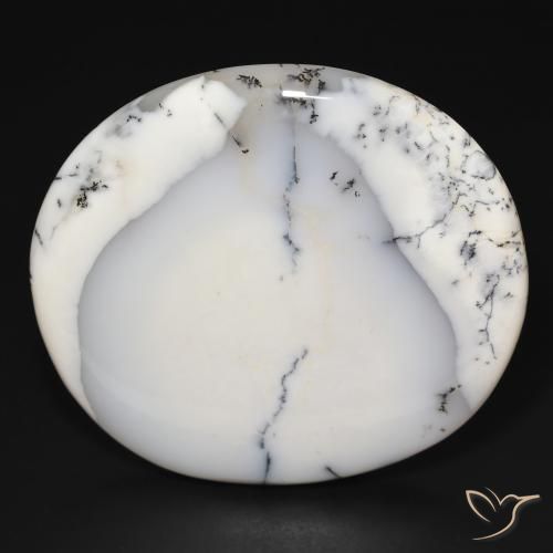 169.76 ct Oval Dendritic Agate, 56.4 x 51 mm From India, Photo A