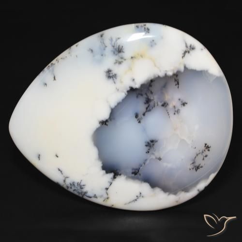 159.38ct Natural White with Black Dendritic Agate, Pear Shape, Opaque