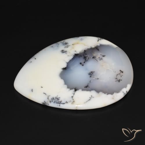 Dendritic Agate Gemstone in 63.6 x 54.4 mm Size for Sale, Dendritic Agate Stone in White with Black Color