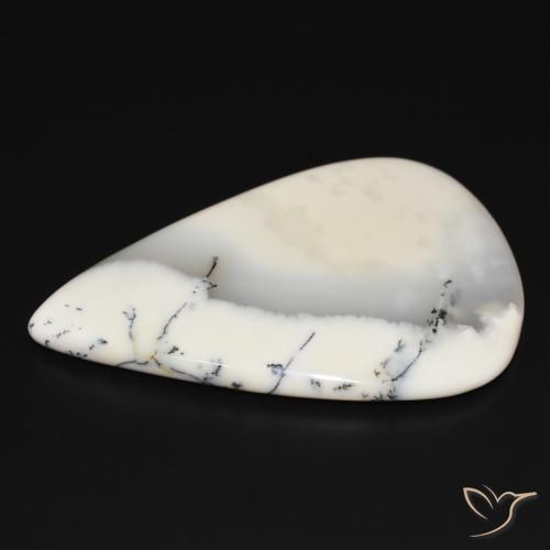 Dendritic Agate Gemstone in 58.6 x 41.1 mm Size for Sale, Dendritic Agate Stone in White with Black Color