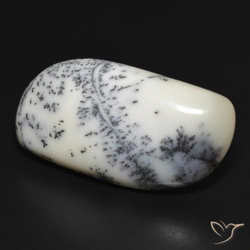 35.33 ct White Dendritic Agate Stone, Natural Dendritic Agate in Fancy Cabochon Shape for Sale