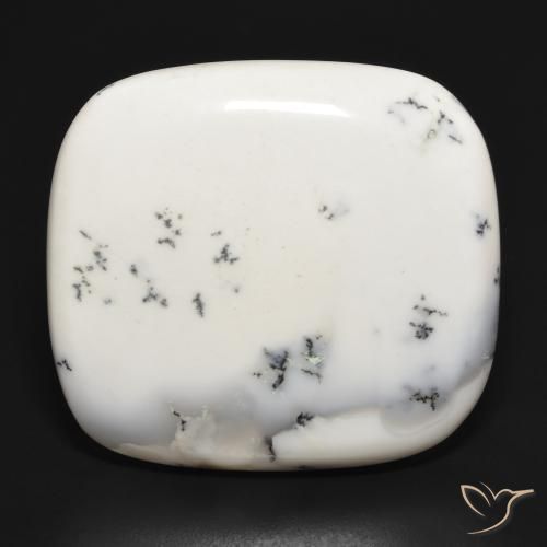 43.27ct Natural White with Black Dendritic Agate, Cushion, Opaque