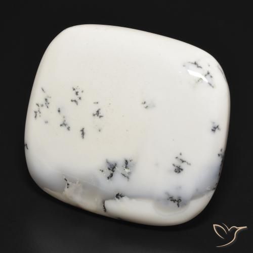 43.27 ct White Dendritic Agate Stone, Natural Dendritic Agate in Cushion Cabochon Shape for Sale
