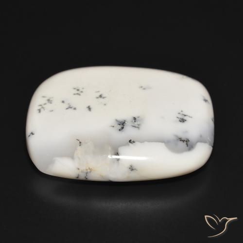 Dendritic Agate Gemstone in 28.9 x 26.6 mm Size for Sale, Dendritic Agate Stone in White with Black Color