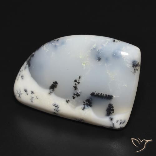 20.32 ct White Dendritic Agate Stone, Natural Dendritic Agate in Fancy Cabochon Shape for Sale
