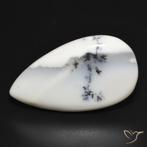 29.3 ct Pear Dendritic Agate, 33.4 x 18.8 mm From India, Photo A