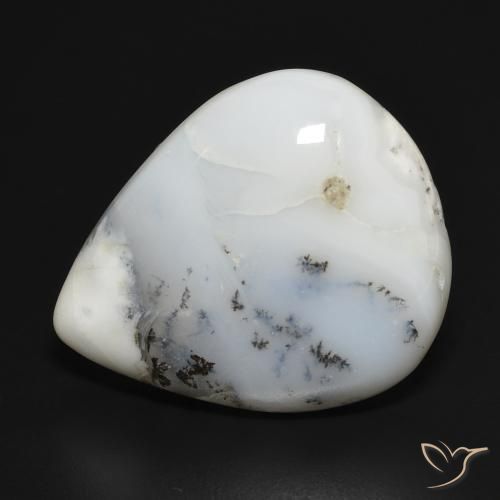 20.76ct Natural White with Black Dendritic Agate, Pear Shape, Opaque