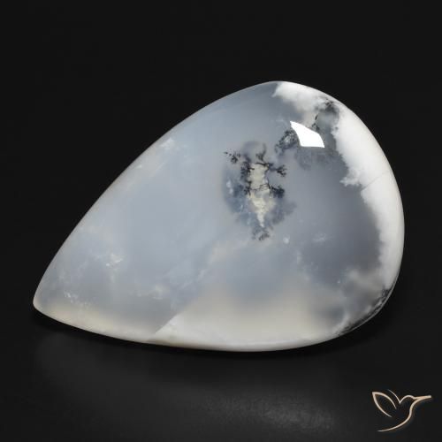 31.41 ct Pear Dendritic Agate, 32.5 x 22.3 mm From India, Photo A