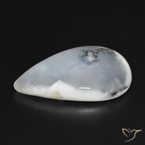 Dendritic Agate Gemstone in 32.5 x 22.3 mm Size for Sale, Dendritic Agate Stone in White with Black Color