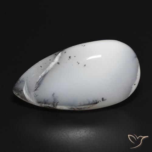 28.02ct Natural White with Black Dendritic Agate, Pear Shape, Opaque