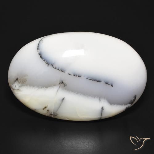54.75 ct Oval Dendritic Agate, 36.9 x 23.7 mm From India, Photo A