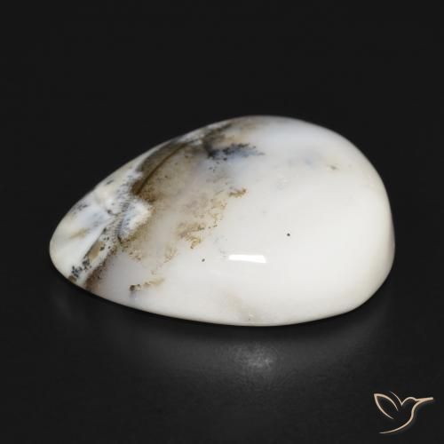Dendritic Agate Gemstone in 24.2 x 20.4 mm Size for Sale, Dendritic Agate Stone in White with Black Color