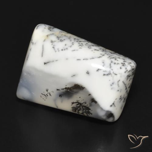 10.55 ct White Dendritic Agate Stone, Natural Dendritic Agate in Trapezoid Cabochon Shape for Sale