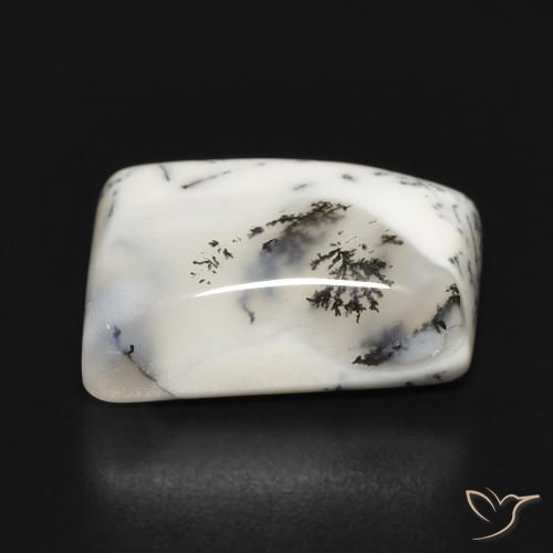 Dendritic Agate Gemstone in 16 x 12 mm (calibrated) Size for Sale, Dendritic Agate Stone in White with Black Color