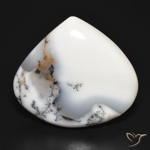 34.61 ct Pear Dendritic Agate, 25.3 x 25.3 mm From India, Photo A