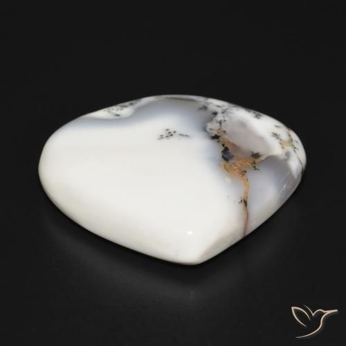 Dendritic Agate Gemstone in 25.3 x 25.3 mm Size for Sale, Dendritic Agate Stone in White with Black Color