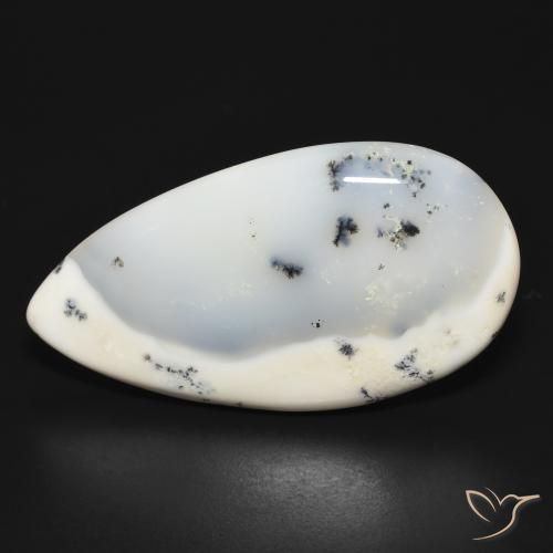 32.04 ct Pear Dendritic Agate, 37.1 x 19.9 mm From India, Photo A