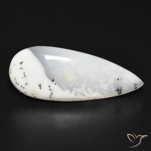 20.07 ct White Dendritic Agate Stone, Natural Dendritic Agate in Pear Cabochon Shape for Sale
