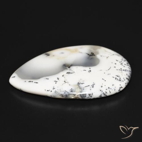 Dendritic Agate Gemstone in 37.3 x 24 mm Size for Sale, Dendritic Agate Stone in White with Black Color