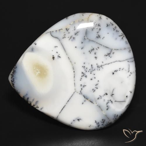 Agate dendritique poire de 32,35 ct, 30,4 x 28,3 mm d'Inde, Photo A