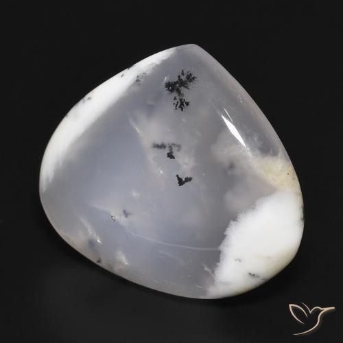 17.98 ct White Dendritic Agate Stone, Natural Dendritic Agate in Pear Cabochon Shape for Sale