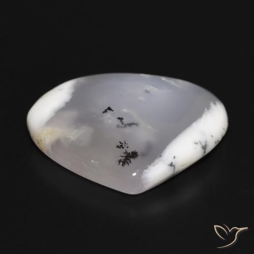 Dendritic Agate Gemstone in 23.2 x 20.1 mm Size for Sale, Dendritic Agate Stone in White with Black Color