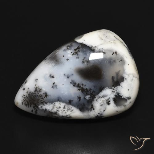 23.36 ct Pear Dendritic Agate, 24.2 x 16.5 mm From India, Photo A