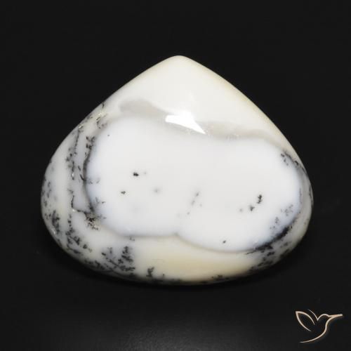 11.88 ct Pear Dendritic Agate, 19.3 x 16.4 mm From India, Photo A