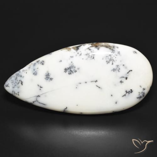 52.47ct Natural Multicolor White Dendritic Agate, Pear Shape, Opaque