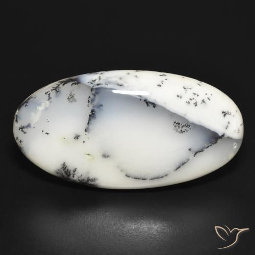 32.41ct Natural White with Black Dendritic Agate, Oval, Opaque