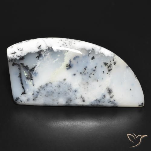 41.89 ct White Dendritic Agate Gemstone, Dendritic Agate Gem in Fancy Cabochon Shape for Sale.