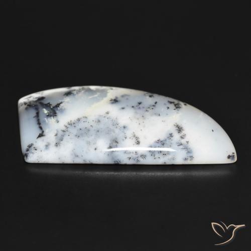 Dendritic Agate Gemstone in 40 x 21.2 mm Size for Sale, Dendritic Agate Stone in White with Black Color