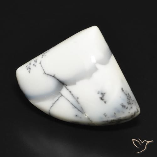 20.70 ct White Dendritic Agate Stone, Natural Dendritic Agate in Fancy Cabochon Shape for Sale